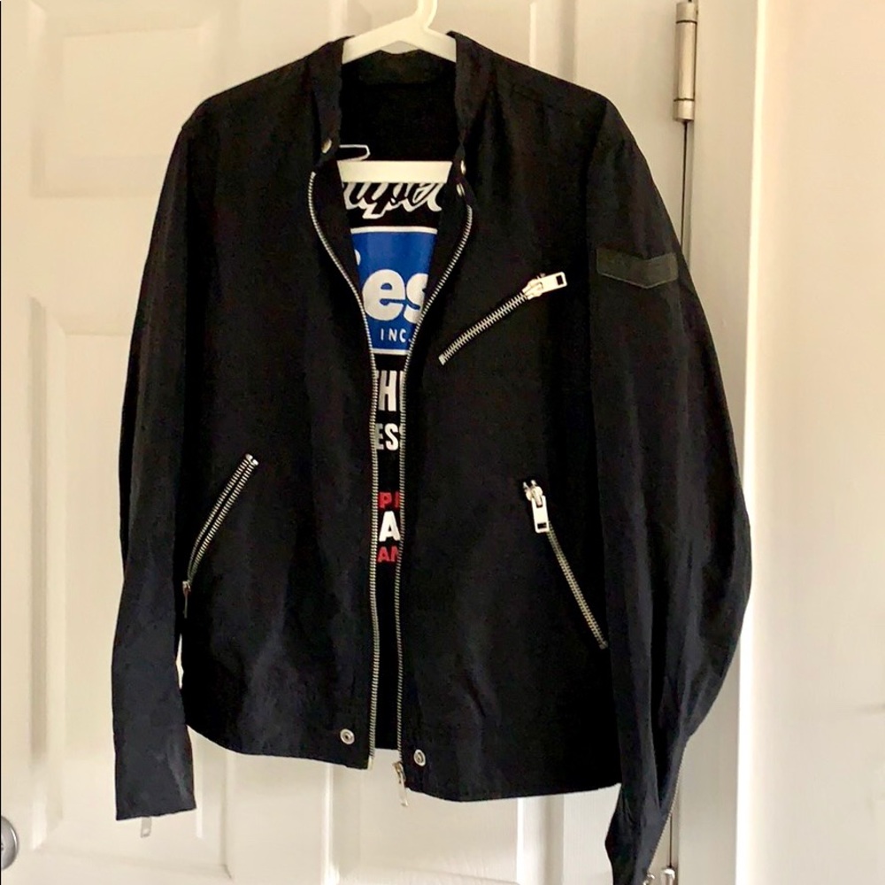 Diesel black biker bomber jacket
